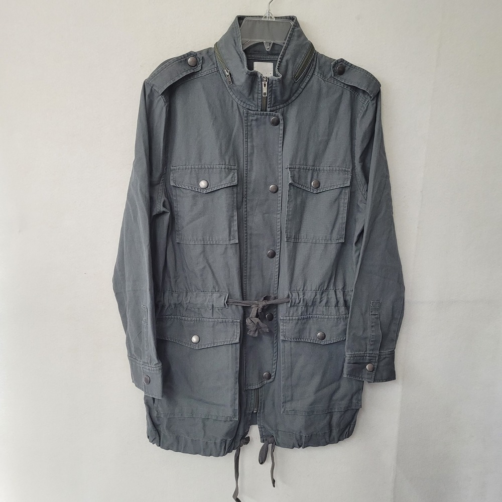 Leith Women Green Cotton Lightweight Military Anorak‎ Jacket Small Utility Field